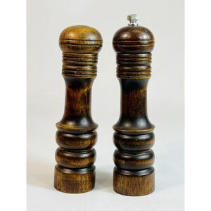 Vintage Woodcrest By Styson Wood Salt Shaker Pepper Grinder Japan Midcentury
